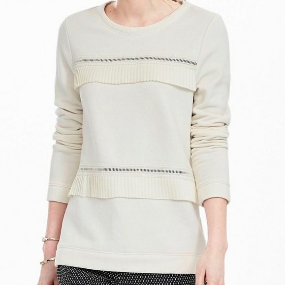 Banana Republic Pullover Sweatshirt Ruffle Pleated - Picture 1 of 6